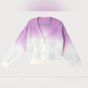 SAACHI Soft Heart Pink Ombre Sparkle Cardigan+ Real Pearl Bottons OS NWT$220